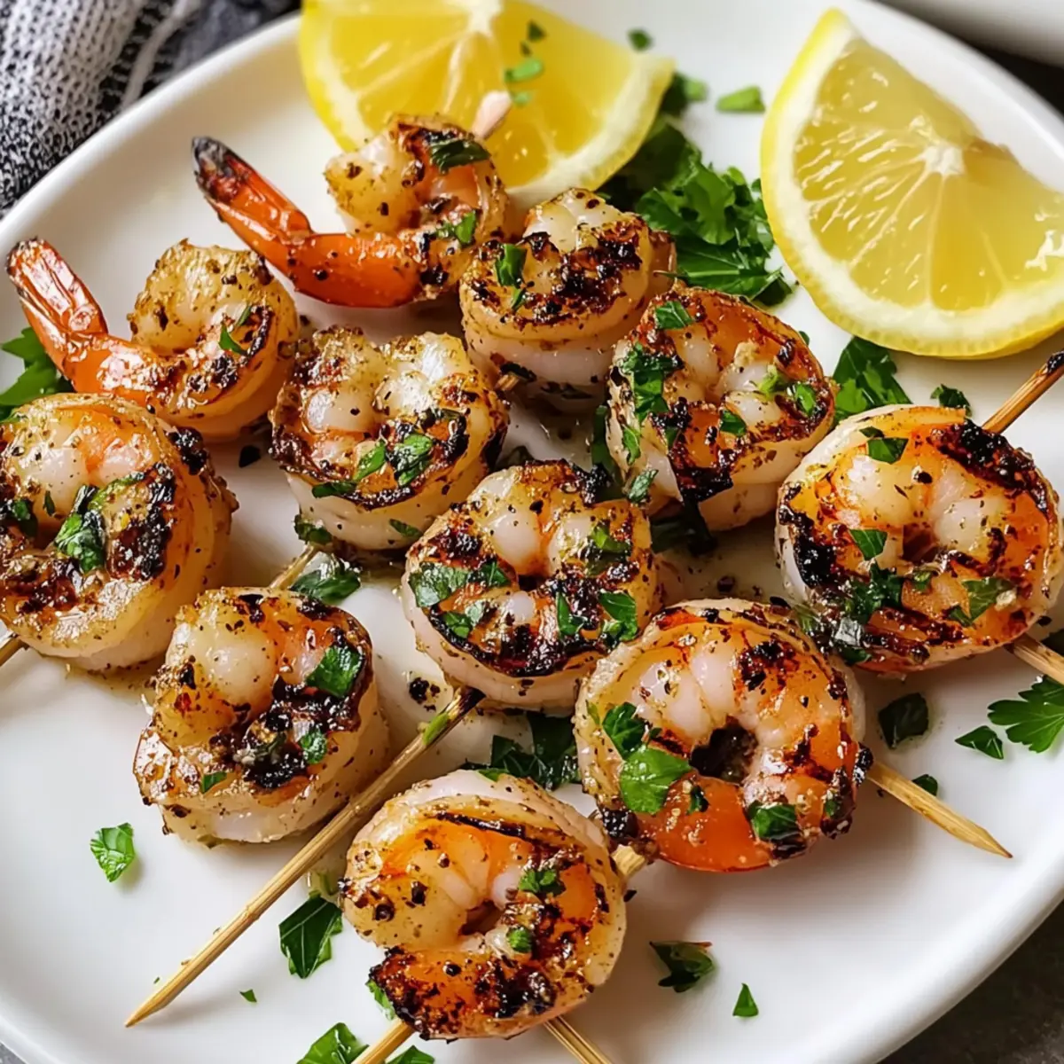 Gegrillte Knoblauch-Garnelenspieße